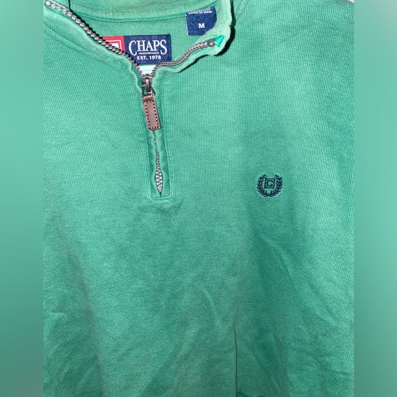Chaps Green Cropped Pullover Sweatshirt with Zipper | Size: M - Picture 3 of 6
